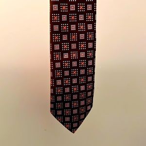 Charvet Tie Vintage Brown box pattern with orange highlights Excellent Condition